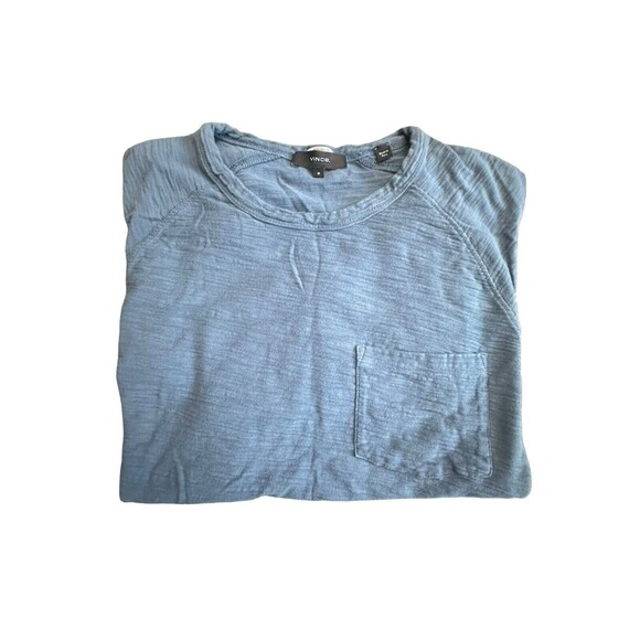 Vince Size Medium Pocket Long Sleeve T-Shirt Men’s Heather Blue Cotton #DD4 - Picture 9 of 10